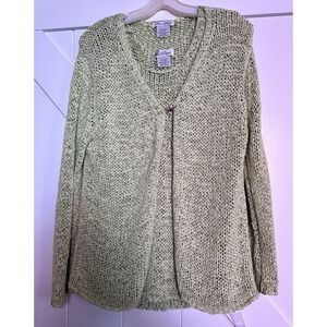 Vintage Fred David Lime Green Crochet Long Sleeve Sweater Cardigan/Tank Set Sz L